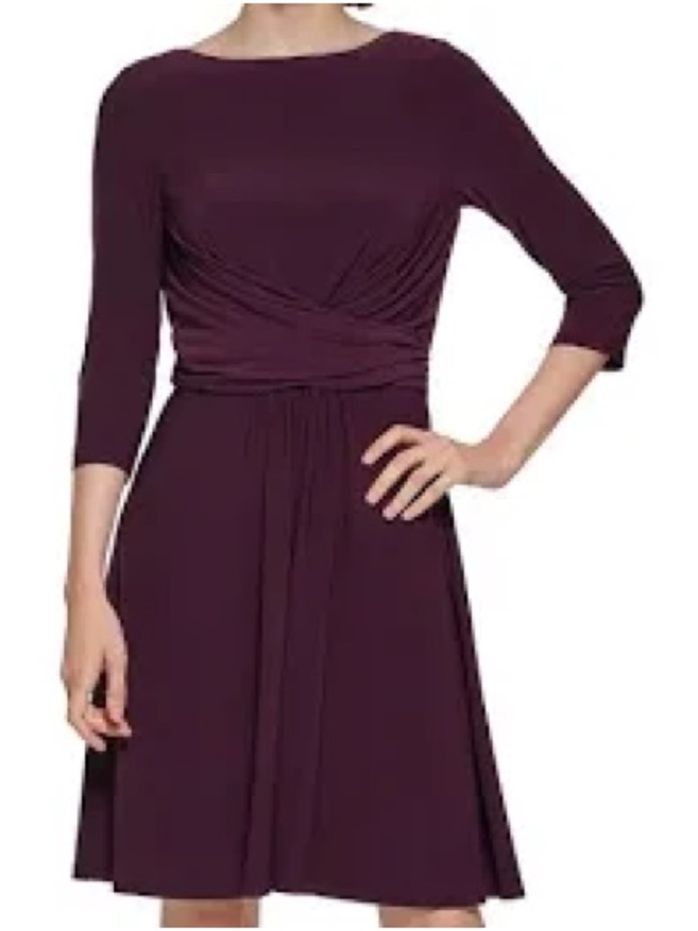 Tommy Hilfiger Elegant Draped Wine-Color Women's Dress